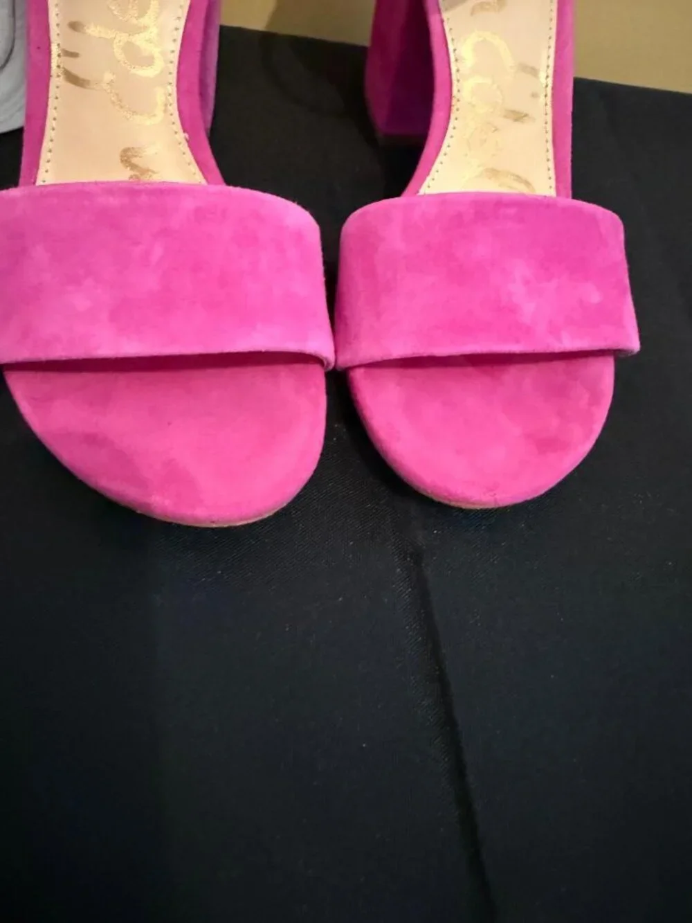 Sam Edelman Fuchsia Suede Block Heel Ankle Strap Sandals Size 6 EUC - Picture 15 of 15